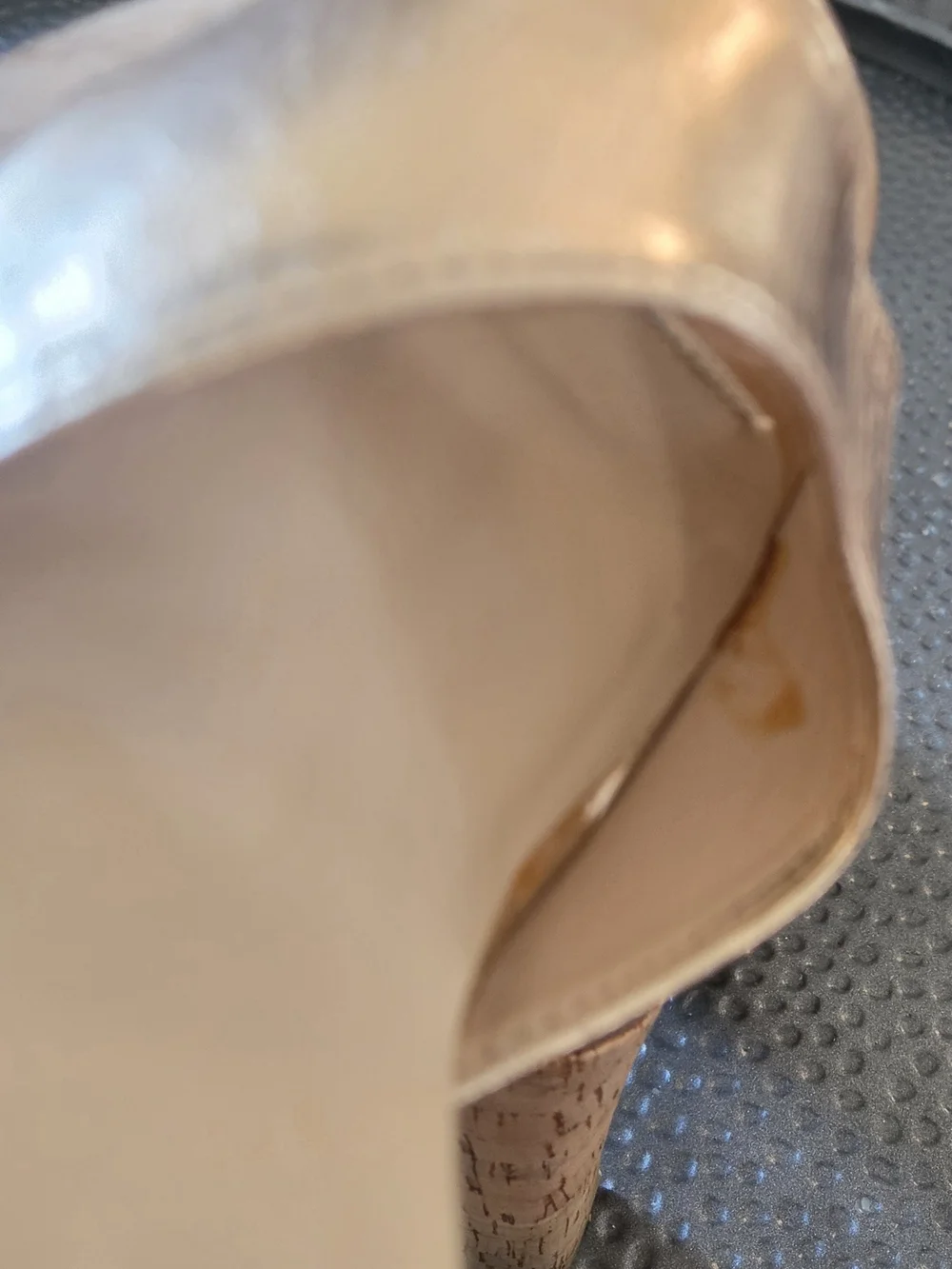 Steve Madden Metallic Rose Gold Cork Platform Heels